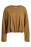 Wit & Wisdom Blouson Knit Top In Brown