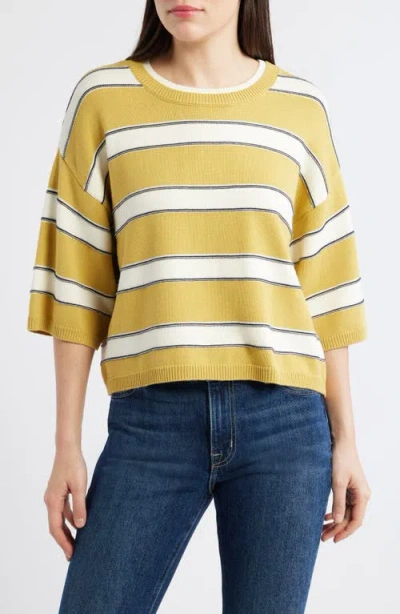 Wit & Wisdom Boxy Stripe Sweater In Gold
