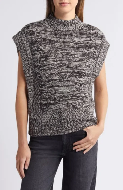 Wit & Wisdom Cable Stitch Mock Neck Sweater Vest In Black/ Stone Multi