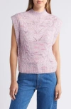 Wit & Wisdom Cable Stitch Mock Neck Sweater Vest In Blush Mauve Multi