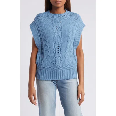 Wit & Wisdom Cable Stitch Sweater In Heather Cerulean Blue