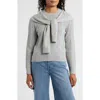 Wit & Wisdom Cable Stitch Twofer Tie Sleeve Sweater In Gray
