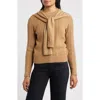 Wit & Wisdom Cable Stitch Twofer Tie Sleeve Sweater In Neutral