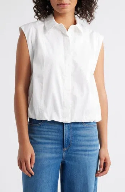 Wit & Wisdom Cap Sleeve Button-up Shirt In White