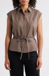 Wit & Wisdom Cap Sleeve Peplum Top In Brown