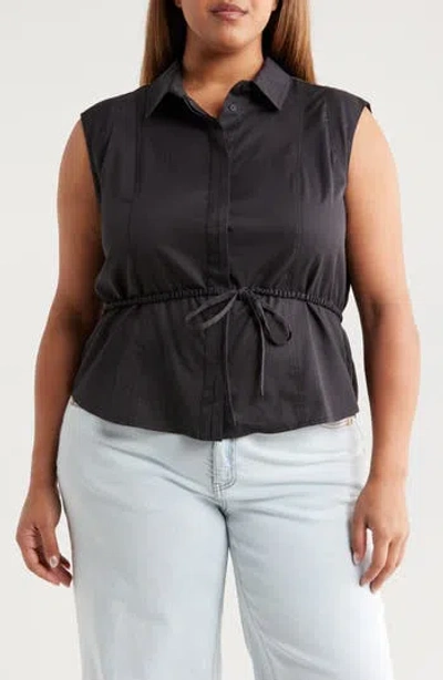 Wit & Wisdom Cap Sleeve Peplum Top In Black