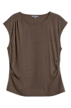 Wit & Wisdom Cap Sleeve Ruched Top