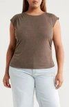 Wit & Wisdom Cap Sleeve Ruched Top In Brown