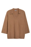Wit & Wisdom Collar Sweater In Brown