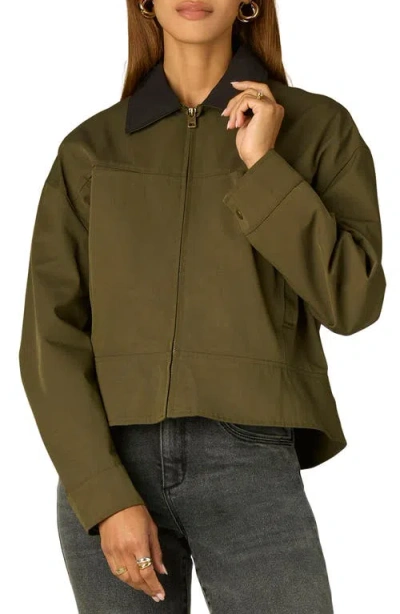 Wit & Wisdom Contrast Collar Peplum Jacket In Brown