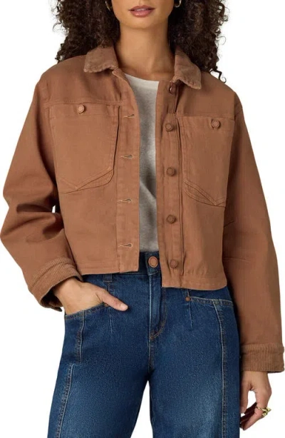 Wit & Wisdom Corduroy Collar Denim Jacket In Brown