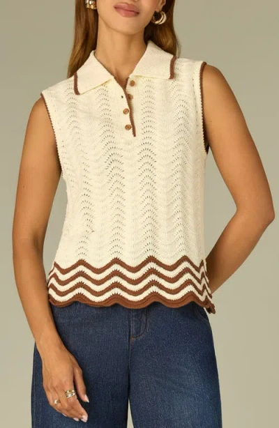 Wit & Wisdom Cotton Pointelle Sweater Vest In Neutral