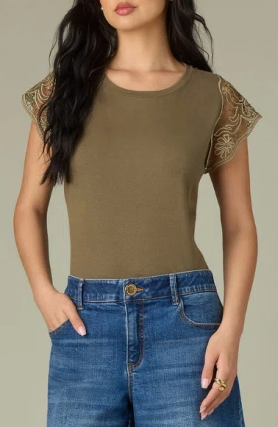 Wit & Wisdom Crochet Trim Top In Green