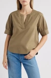 Wit & Wisdom Cuffed Elbow Sleeve Top In Nori Green