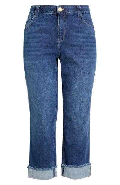 Wit & Wisdom Cuffed High Waist Straight Leg Jeans In Blue