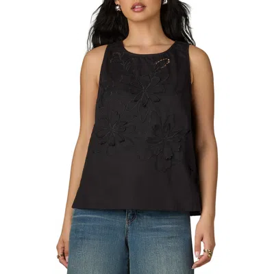 Wit & Wisdom Die Cut Embroidered Sleeveless Top In Black
