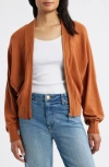Wit & Wisdom Dolman Sleeve Zip Cardigan In Brown