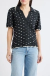 Wit & Wisdom Dot Collar Sweater In Black