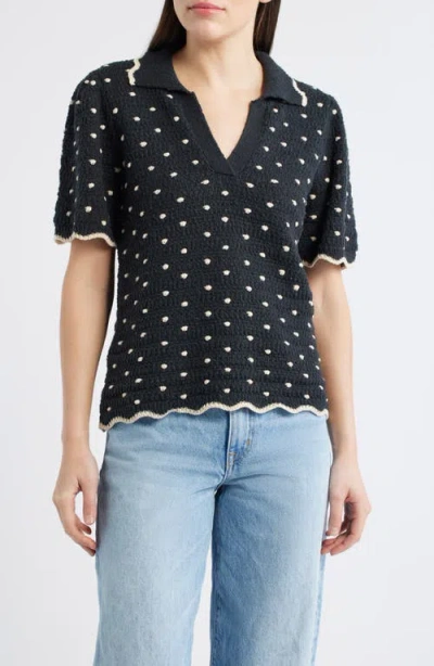 Wit & Wisdom Dot Collar Sweater In Black