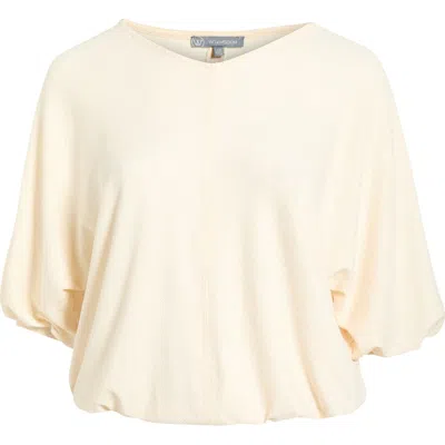 Wit & Wisdom Elbow Sleeve Blouson Top In Neutral