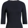 Wit & Wisdom Elbow Sleeve Rib Sweater In Navy