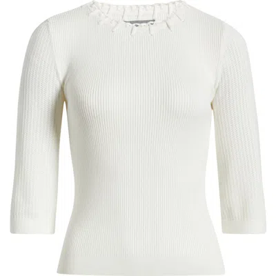Wit & Wisdom Elbow Sleeve Rib Sweater In Off White