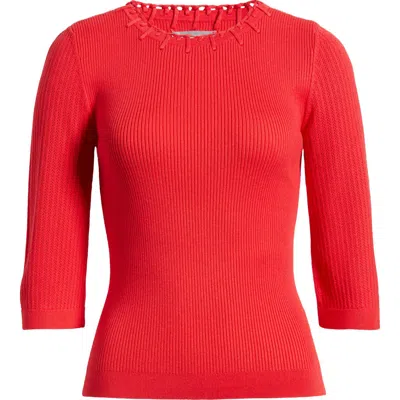 Wit & Wisdom Elbow Sleeve Rib Sweater In Poppy Red