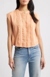 Wit & Wisdom Embellished Cap Sleeve Button-up Shirt In Autumn Sunset