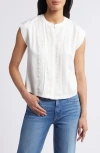 WIT & WISDOM WIT & WISDOM EMBELLISHED CAP SLEEVE BUTTON-UP SHIRT