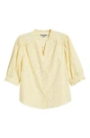 Wit & Wisdom Embroidered Eyelet Button-up Shirt In Buttercream