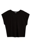 Wit & Wisdom Embroidered Eyelet Cap Sleeve T-shirt In Black