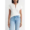 Wit & Wisdom Embroidered Split Neck Top In White