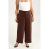 Wit & Wisdom Emma 'ab'solution Patch Pocket High Waist Wide Leg Corduroy Pants In Brown
