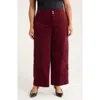 Wit & Wisdom Emma 'ab'solution Patch Pocket High Waist Wide Leg Corduroy Pants In Purple