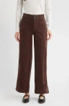 Wit & Wisdom Sam High Waist Wide Leg Corduroy Pants In Brown