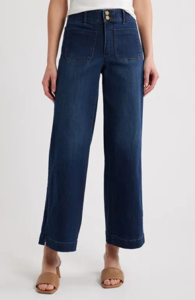 Wit & Wisdom Emma Patch Pocket High Waist Wide Leg Jeans In Indigo