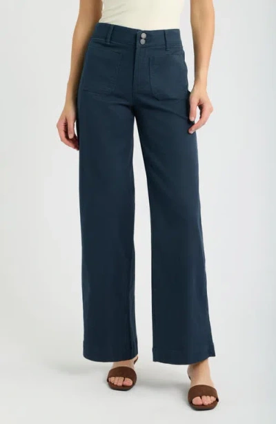 Wit & Wisdom Emma Patch Pocket High Waist Wide Leg Pants In Blue