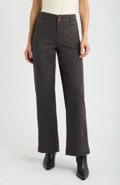 Wit & Wisdom Emma Patch Pocket High Waist Wide Leg Pants In Gray