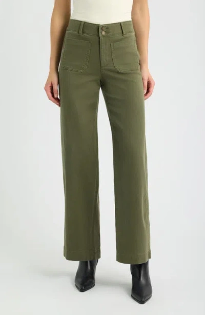 Wit & Wisdom Emma Patch Pocket High Waist Wide Leg Pants In Green