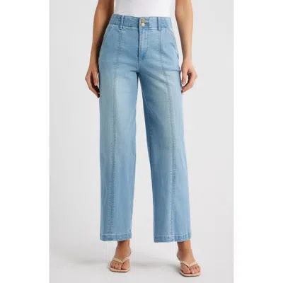 Wit & Wisdom Emma Skyrise Seamed Wide Leg Jeans In Powder Blue Artisanal