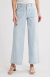 Wit & Wisdom Emma Stripe Patch Pocket High Waist Wide Leg Jeans In Powder Blue