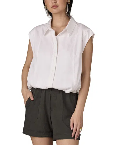 Wit & Wisdom Extended Shoulder Cap Sleeve Collared Shirt In White