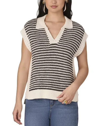 Wit & Wisdom Extended Shoulder V Neck Collar Sweater Vest In Neutral