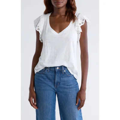 Wit & Wisdom Eyelet Flutter Sleeve Jersey T-shirt