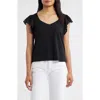 Wit & Wisdom Eyelet Flutter Sleeve Jersey T-shirt