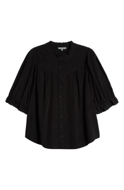 Wit & Wisdom Eyelet Peasant Blouse In Black