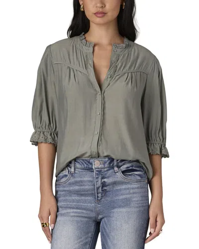 Wit & Wisdom Eyelet Woven Top In Green