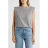 Wit & Wisdom Faux Pearl Trim Extended Shoulder Top In Gray
