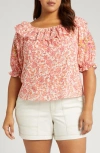WIT & WISDOM WIT & WISDOM FLORAL EMBROIDERED OFF THE SHOULDER TOP