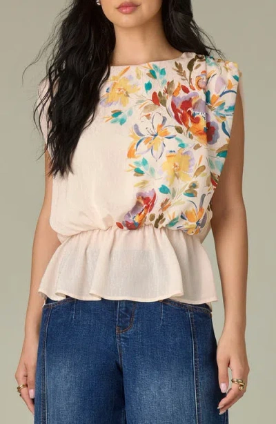 Wit & Wisdom Floral Print Peplum Top In Multi